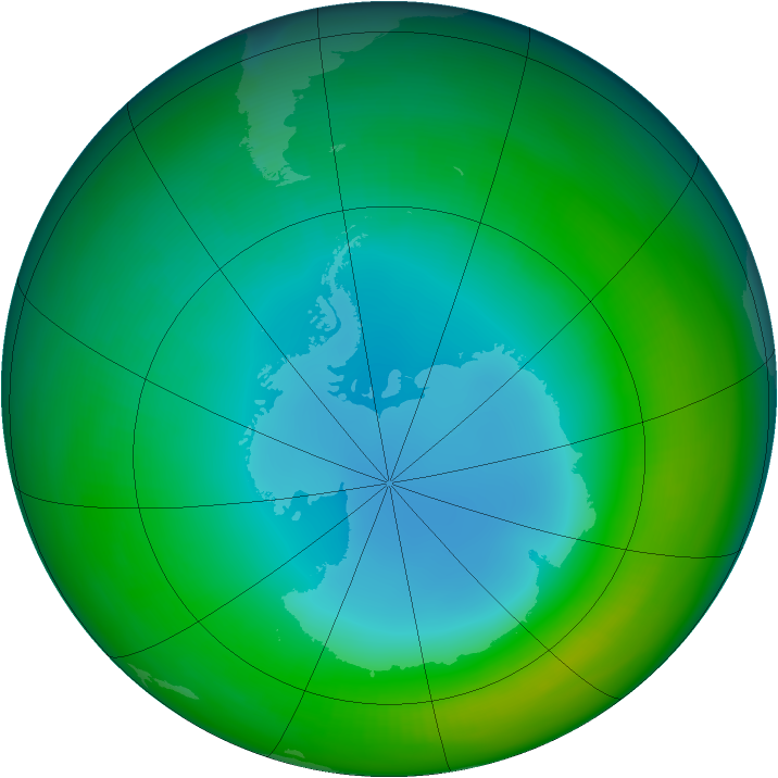 Antarctic ozone map for July 1988